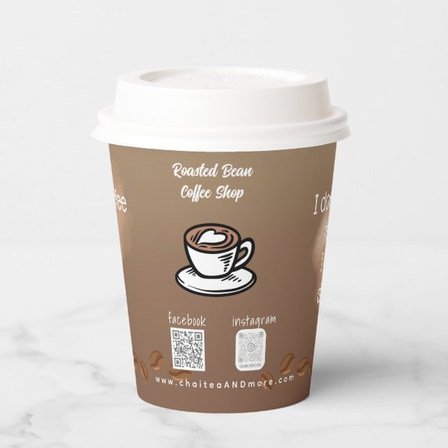 Add QR Code Custom Coffee Paper Cups (Left)