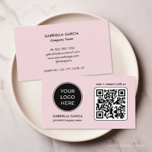 Add QR Code Pink Logo Business Card