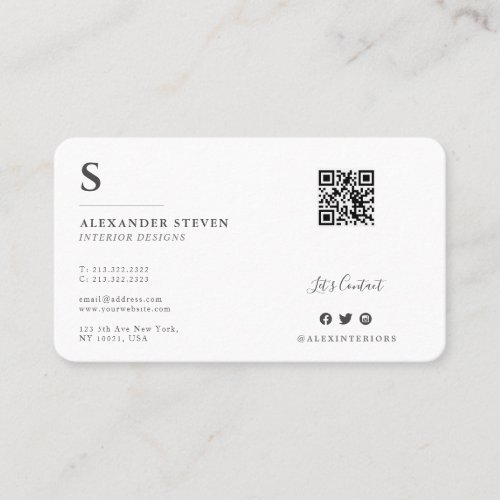 Add QR Code Professional Black and White Business Card