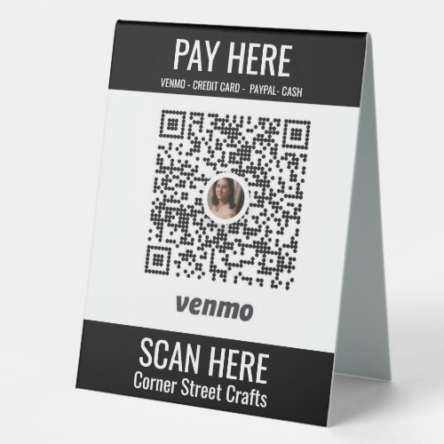 Add QR Code Trade Show Booth Display Venmo  Table Tent Sign