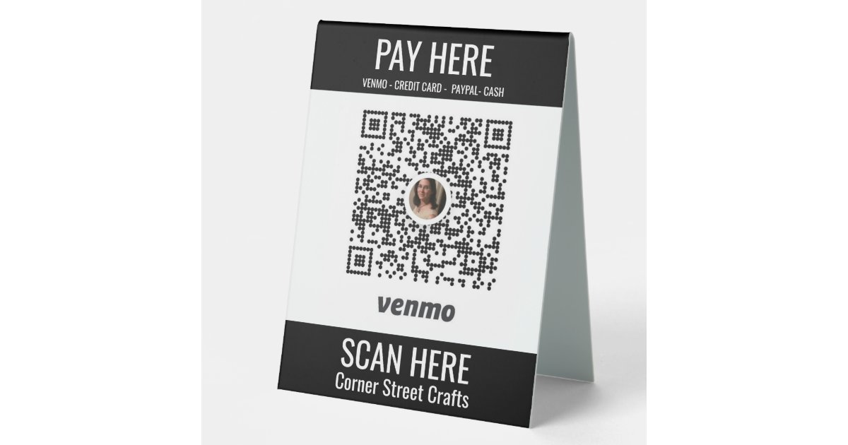 Add QR Code Trade Show Booth Display Venmo Table Tent Sign | Zazzle