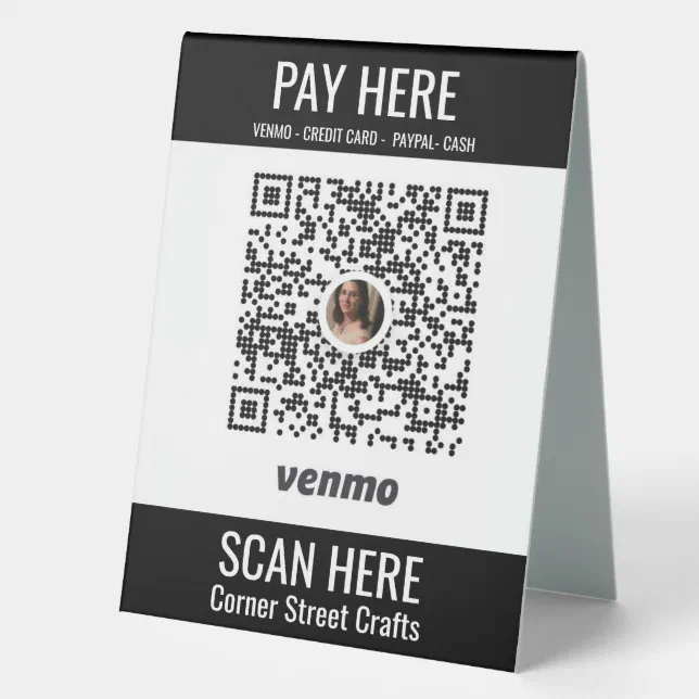Add QR Code Trade Show Booth Display Venmo Table Tent Sign | Zazzle