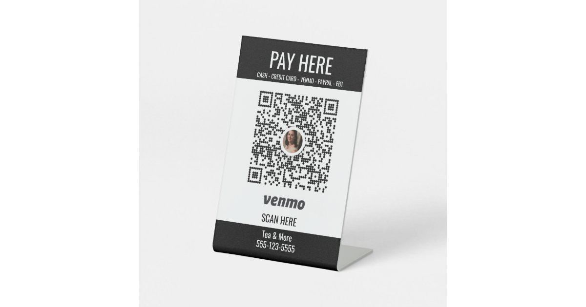 Add QR Code Venmo Pay Here Pedestal Sign | Zazzle.com