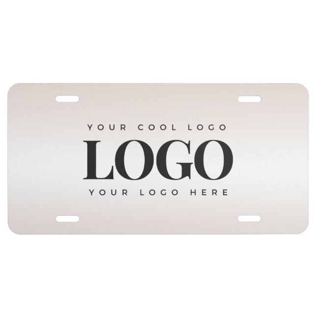 Add Rectangle Business Company Logo Cream Gradient License Plate (Front)