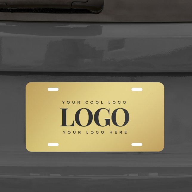 Add Rectangle Business Company Logo Gold Gradient  License Plate (Creator Uploaded)