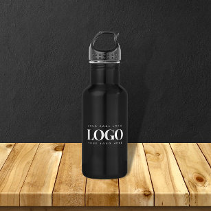 Add Rectangle Business Company Logo Professional Stainless Steel Water Bottle