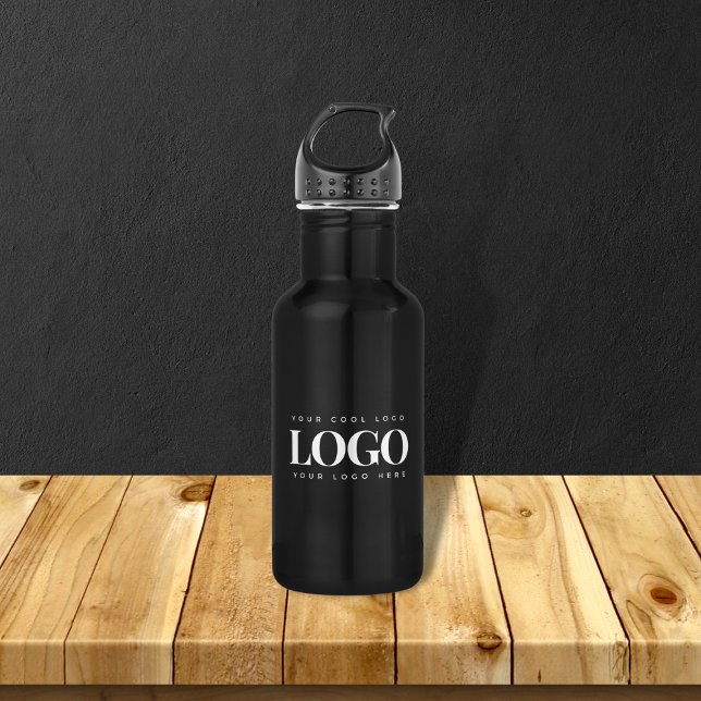Add Rectangle Business Company Logo Professional Stainless Steel Water Bottle (Creator Uploaded)