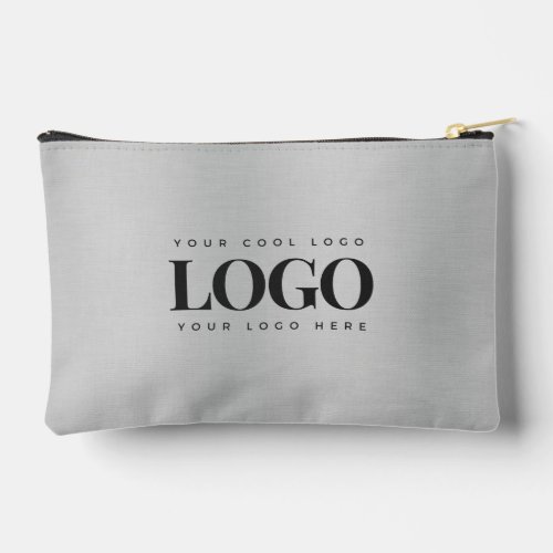 Add Rectangle Business Logo Gray Accessory Pouch
