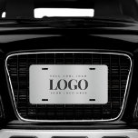 Add Rectangle Business Logo Silver Metallic Gray License Plate<br><div class="desc">Promote your business with this cool license plate,  featuring custom logo & text. Easily add your own logo and info by clicking on the "personalize" option.</div>