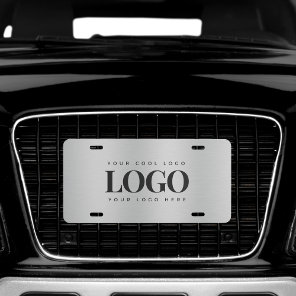 Add Rectangle Business Logo Silver Metallic Gray License Plate