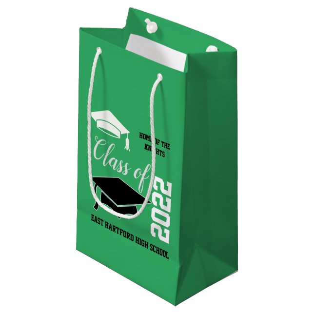 Add School Green Graduation Small Gift Bag (Front Angled)