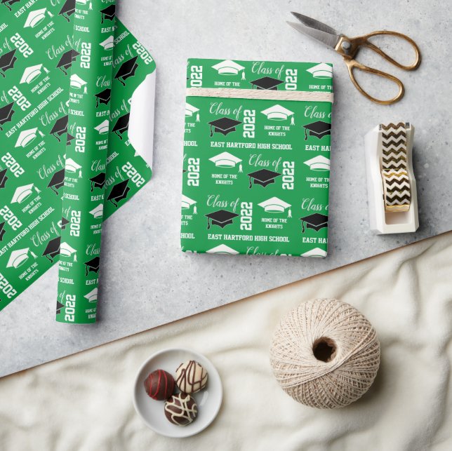 Add School Year Green Graduation  Wrapping Paper (Crafts)