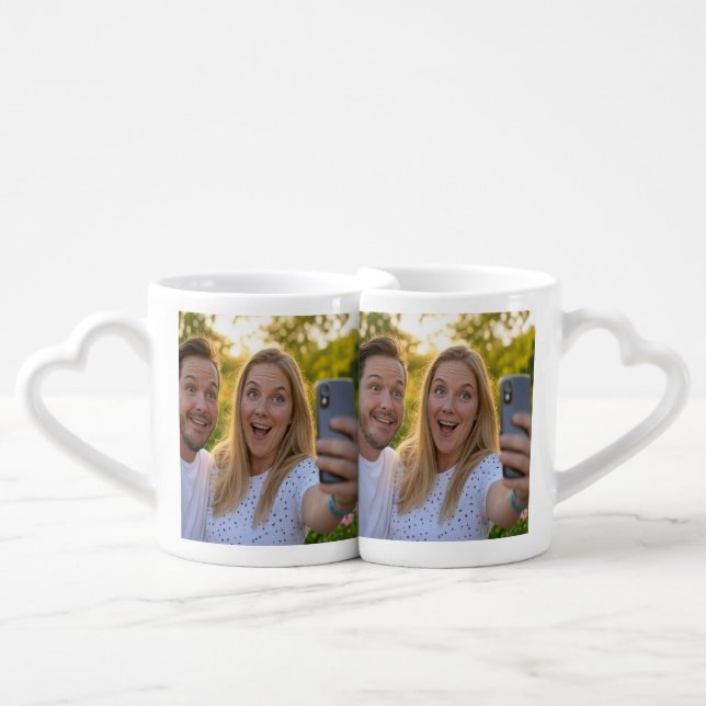 Add Selfie Customize Coffee Mug Set (Front Nesting)