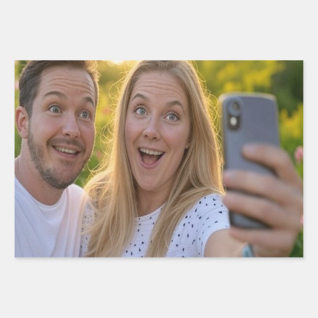 Add Selfie Customize Wrapping Paper Sheets (Front)
