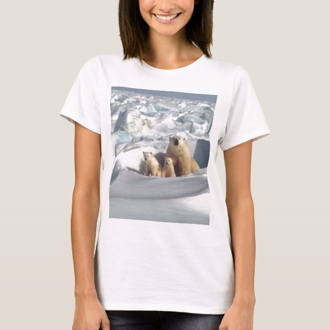 Add SLOGAN to Save Arctic Polar Bears Planet Ice T-Shirt (Front)