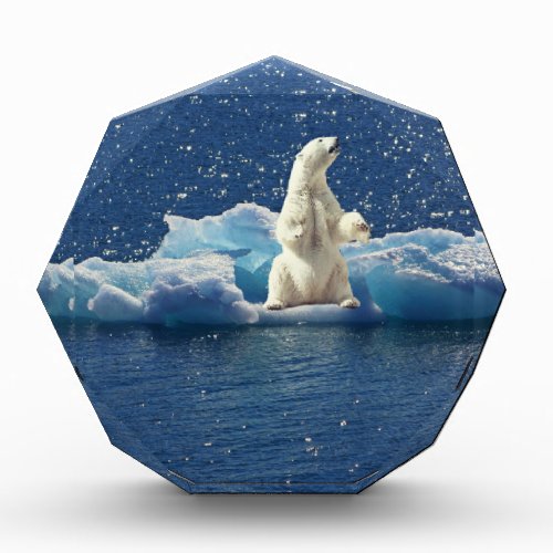 Add SLOGAN to Save Polar Bears Arctic Planet Ice Acrylic Award