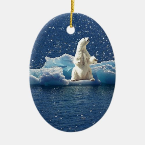 Add SLOGAN to Save Polar Bears Arctic Planet Ice Ceramic Ornament