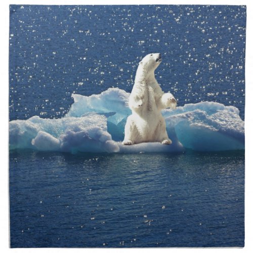 Add SLOGAN to Save Polar Bears Arctic Planet Ice Cloth Napkin
