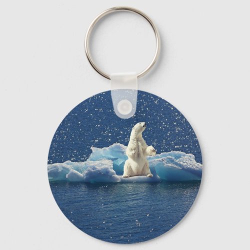 Add SLOGAN to Save Polar Bears Arctic Planet Ice Keychain