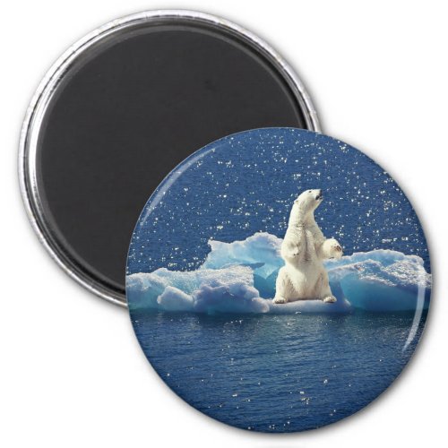 Add SLOGAN to Save Polar Bears Arctic Planet Ice Magnet