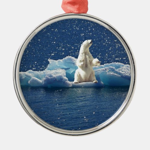 Add SLOGAN to Save Polar Bears Arctic Planet Ice Metal Ornament