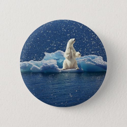 Add SLOGAN to Save Polar Bears Arctic Planet Ice Pinback Button
