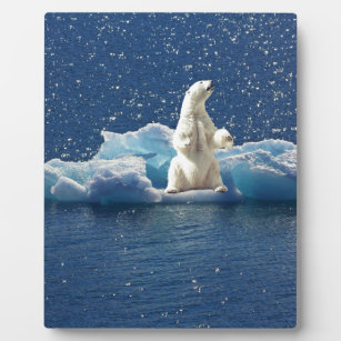 Add SLOGAN to Save Polar Bears Arctic Planet Ice Plaque