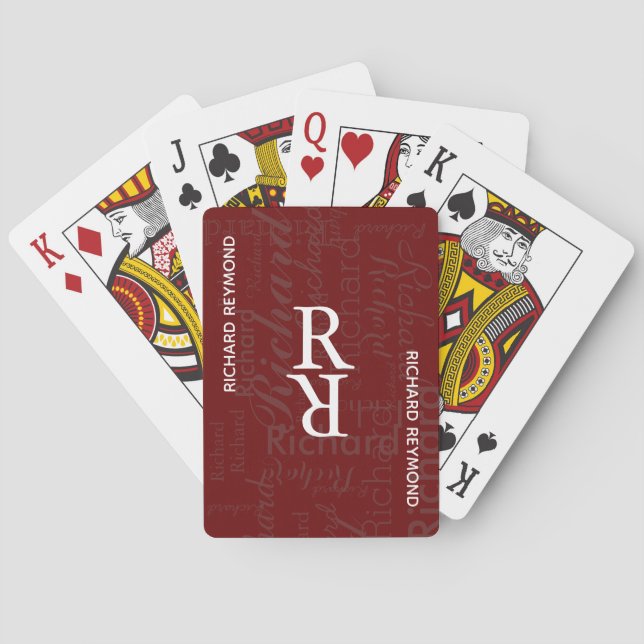 add special name to get personalized dark-red poker cards (Back)