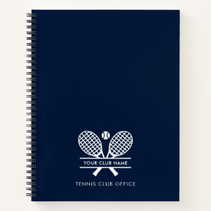Add Sports Club Name Tennis Team Office Navy Blue Notebook