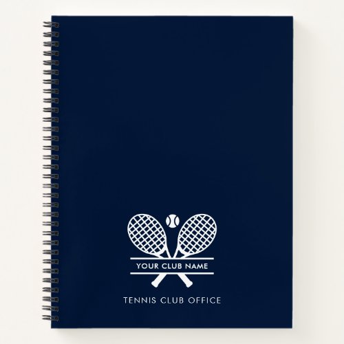 Add Sports Club Name Tennis Team Office Navy Blue Notebook