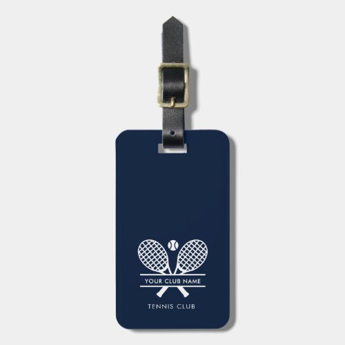 Add Tennis Club Name and Return Address Navy Blue Luggage Tag