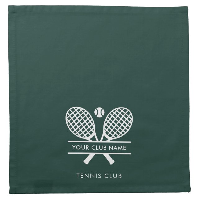 Add Tennis Club Name Team Players Green Cloth Napkin (Front)