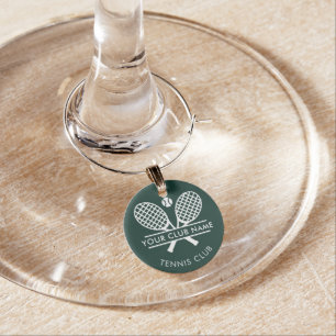 Add Tennis Club Name Team Players Green Custom Wine Charm