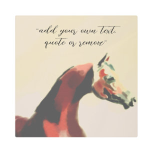 Add Text Arabic Horse Watercolor Painting Metal Print