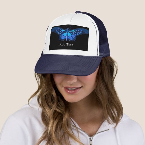 Add Text Blue Butterfly image_Cap Beautiful Love Trucker Hat