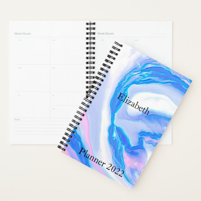 Add Text Blue, White and Pink Marble Planner (Display)