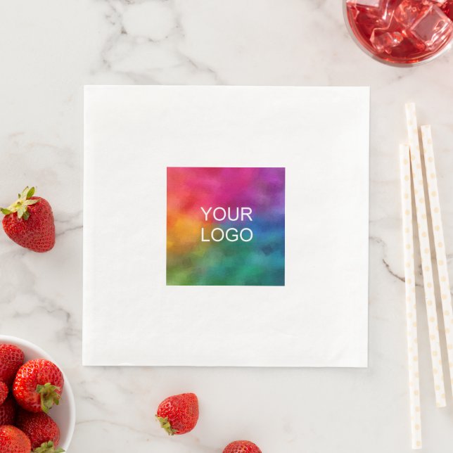 Add Text Business Company Logo Template White Paper Dinner Napkins (Insitu)