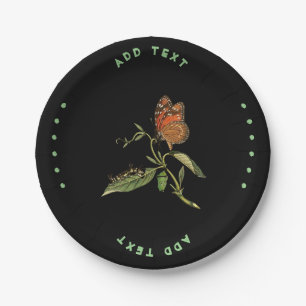 Add Text Butterfly Image Printed Table Serving Paper Plates
