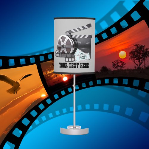 add text clapboard reel tickets home movie theater table lamp