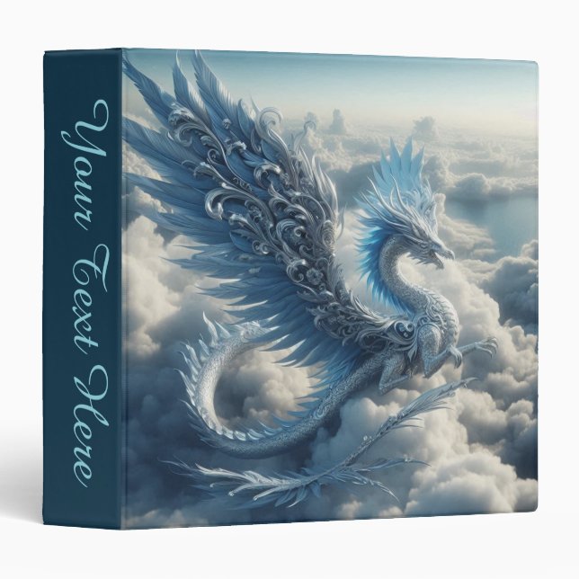 Add Text Dragon Surrounded by Clouds  3 Ring Binder (Front/Spine)