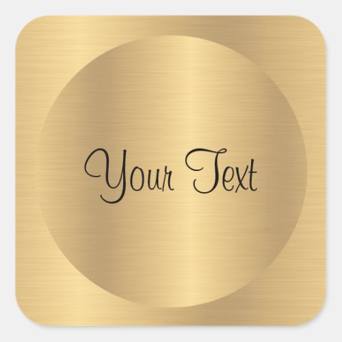 Add Text Faux Gold Metallic Look Template Custom Square Sticker