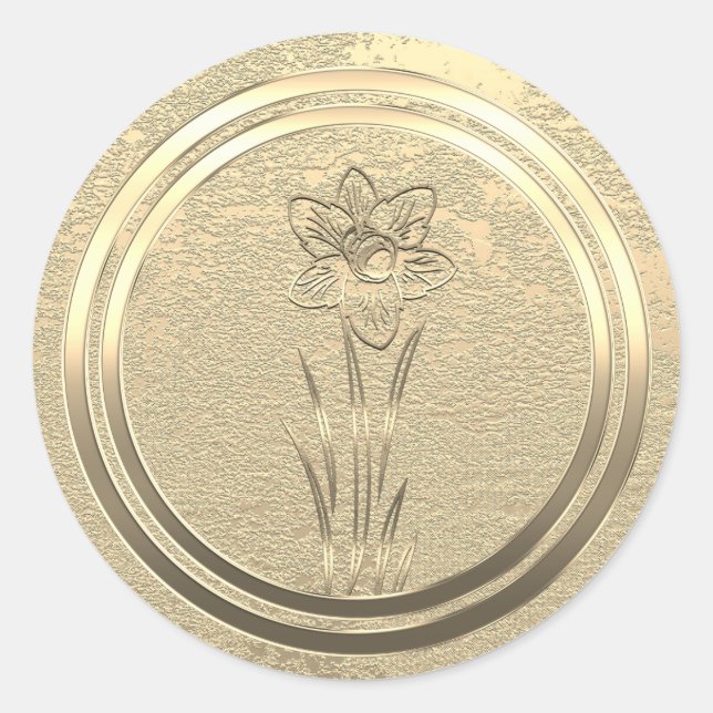 Add Text Gold Daffodil March  Classic Round Sticker (Front)