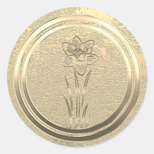 Add Text Gold Daffodil March Classic Round Sticker