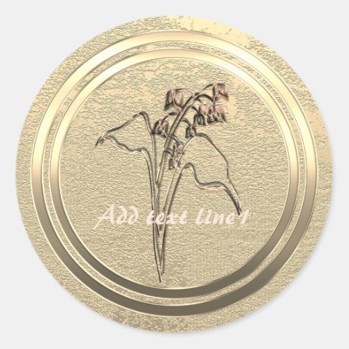 Add Text Gold Lily of the Valley   Classic Round Sticker