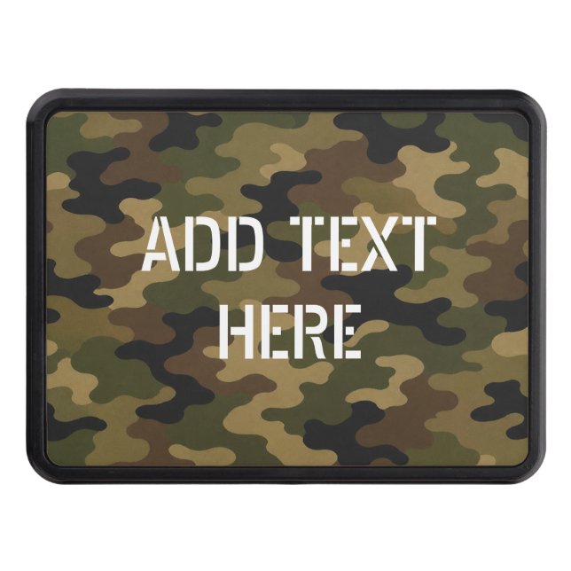 ADD TEXT HERE Green Military Camo Hitch Cover (Front)