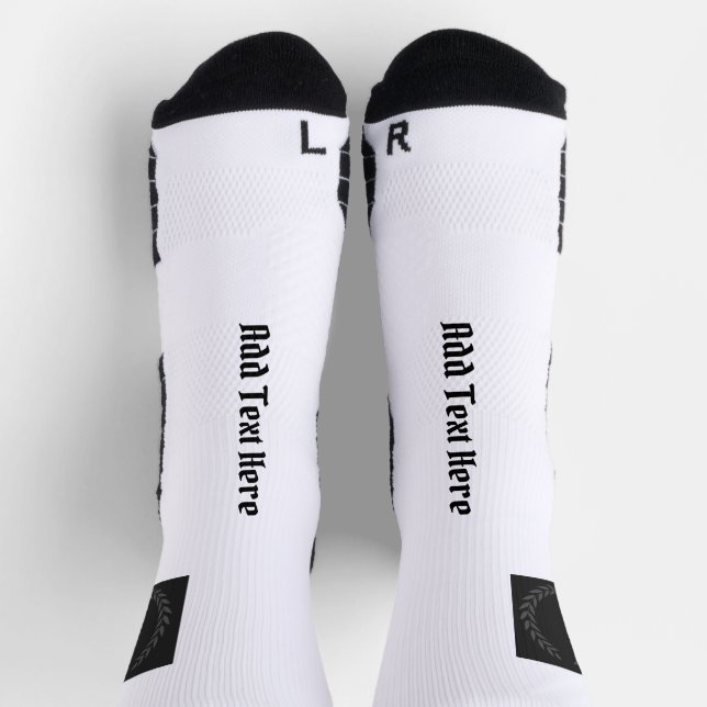 Add Text Here Printed Crown Leaf Image Crew Cool Socks (Top)