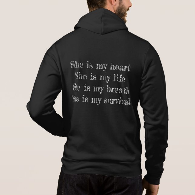 Add text i love my gf modern trendy men black      hoodie (Back)