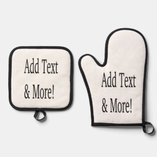 Add Text & More! Customize Your Own Personalized Oven Mitt & Pot Holder Set