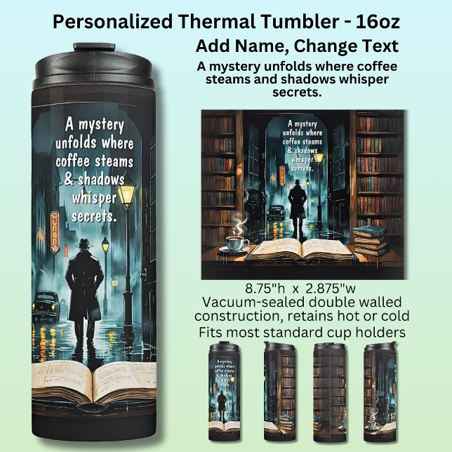 Add Text, Murder Mystery Crime Books Thermal Tumbler (Creator Uploaded)