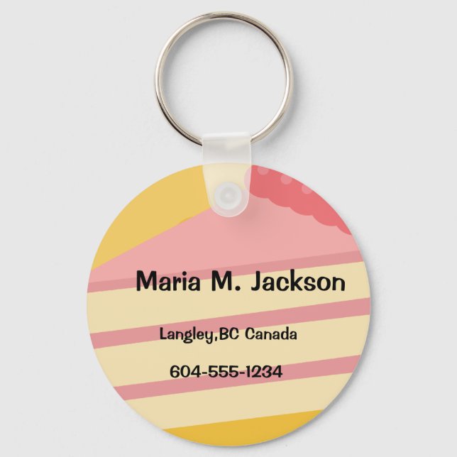 Add text,Name,address,cake Keychain (Front)